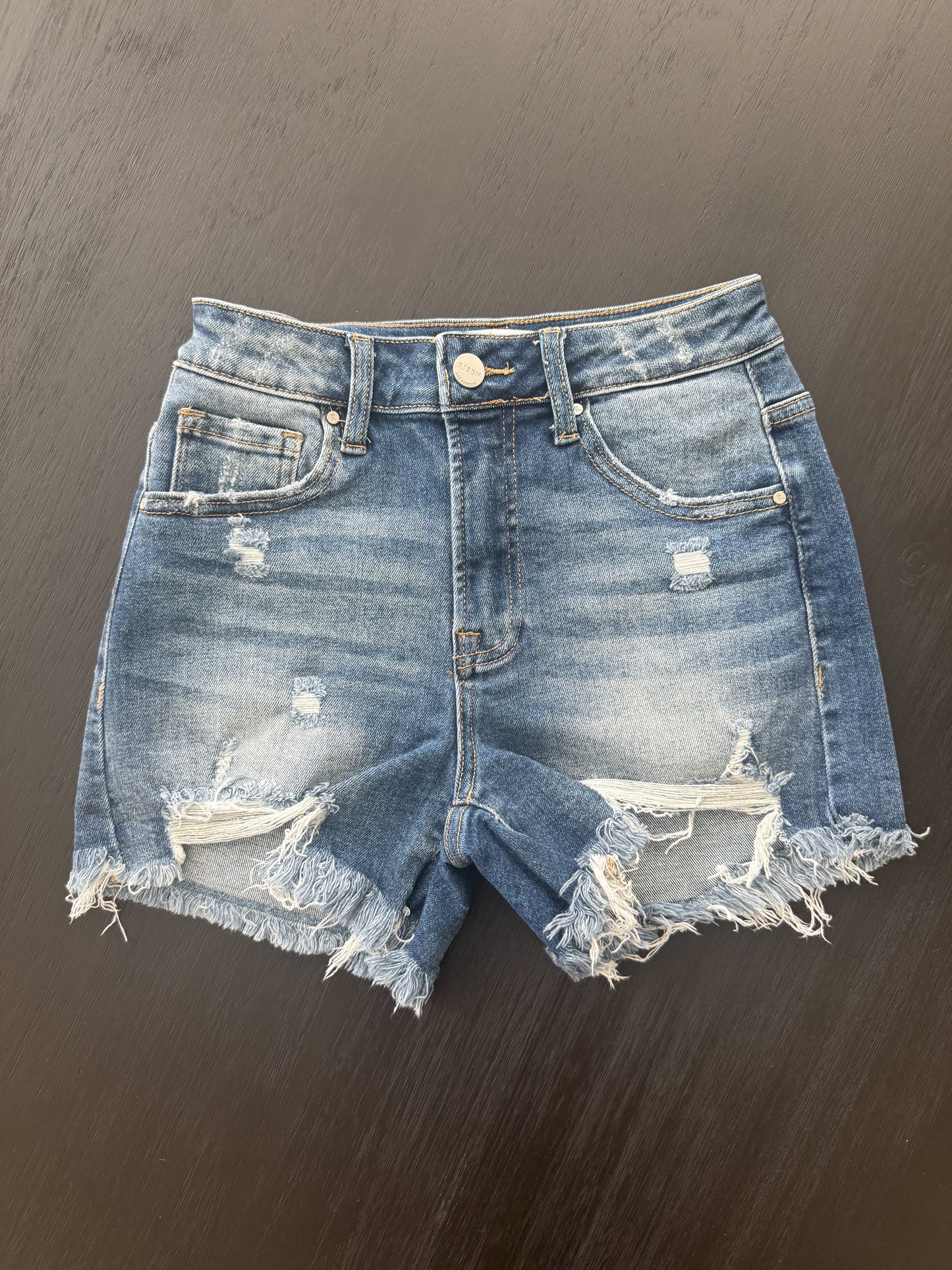 High Rise Distressed Shorts