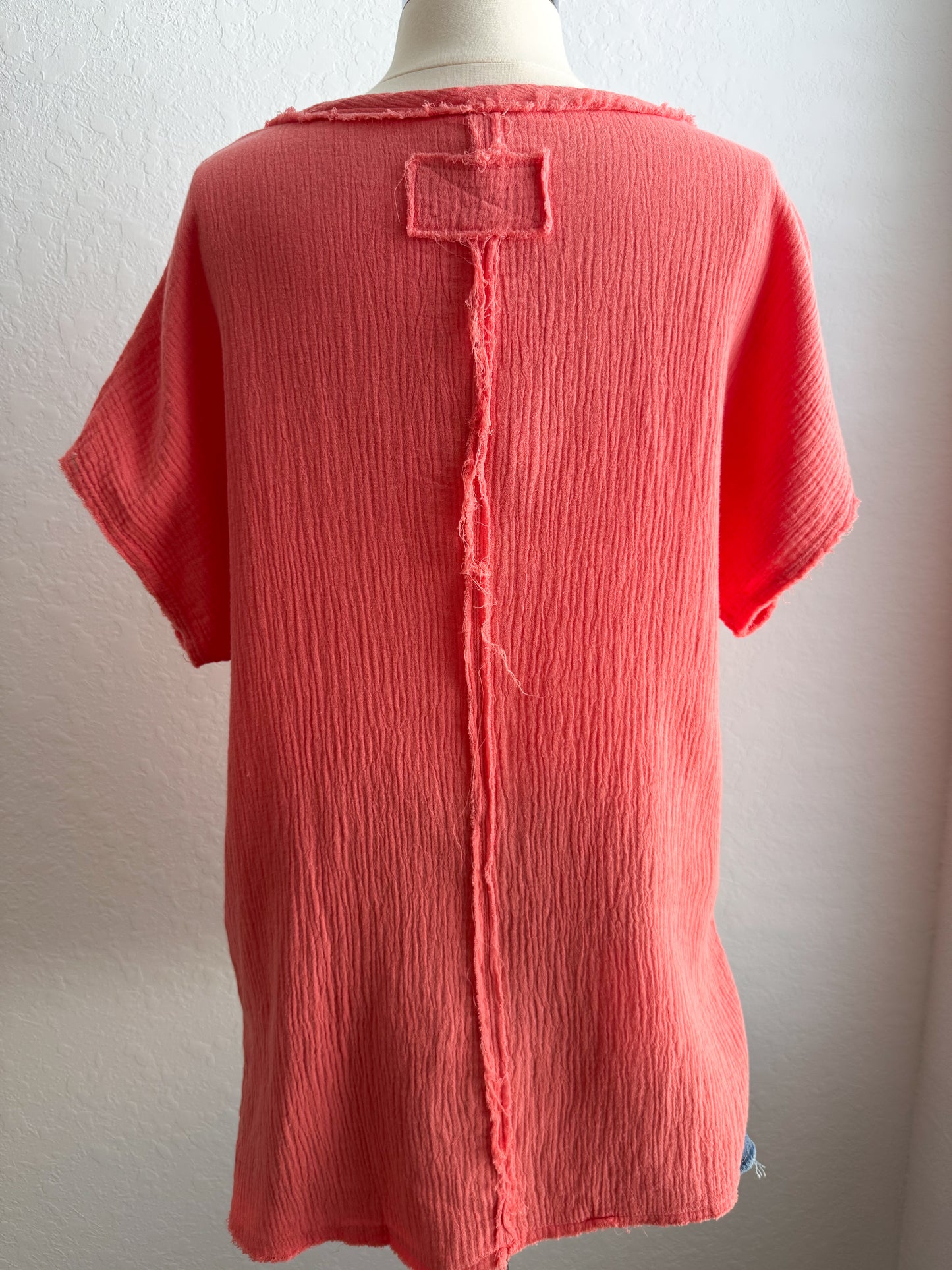 Coral Drift Gauze Top