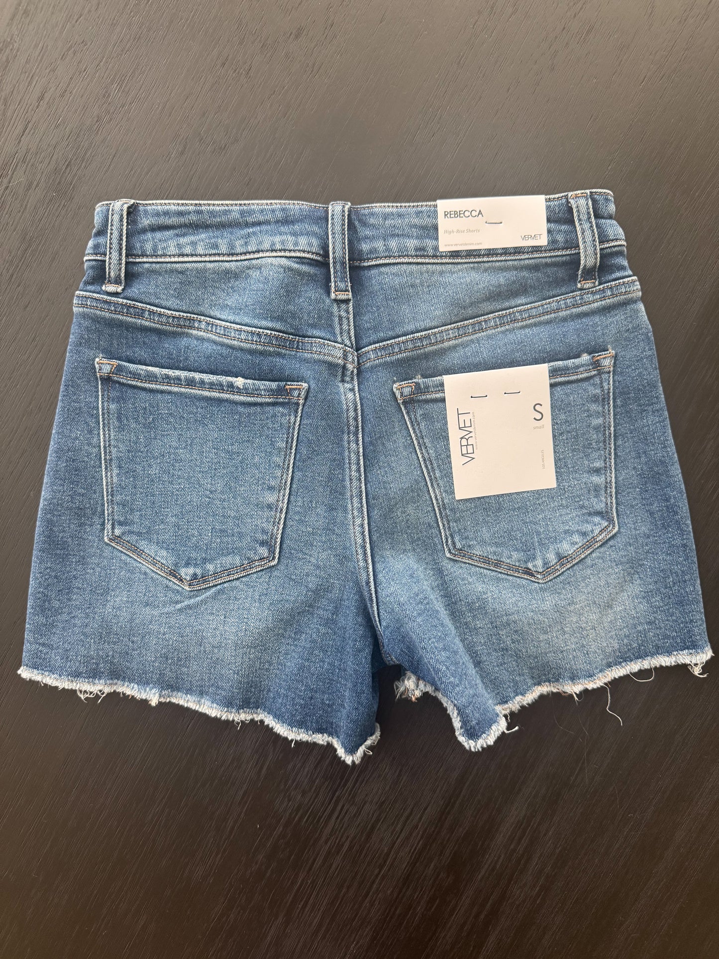 Mid Rise Raw Hem Shorts