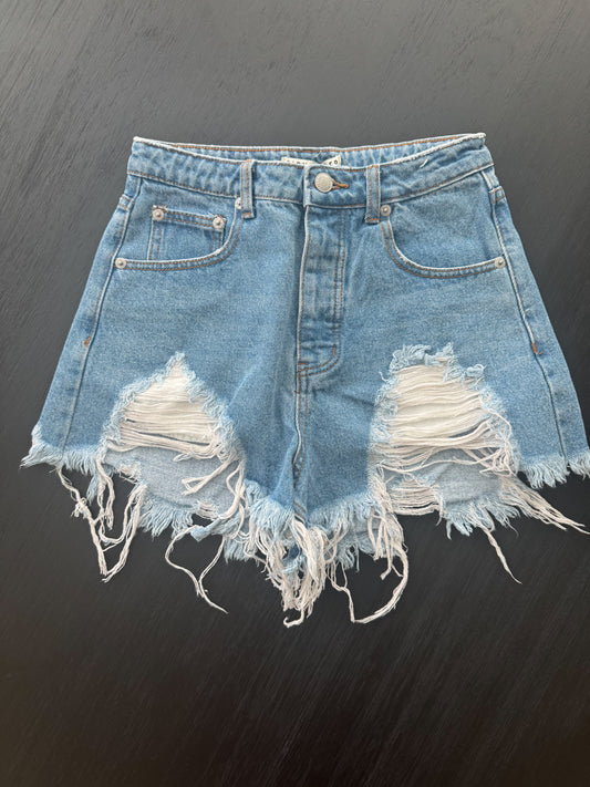 High Waisted Destroyed Denim