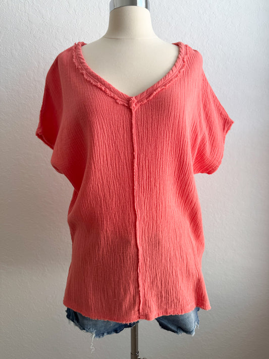 Coral Drift Gauze Top