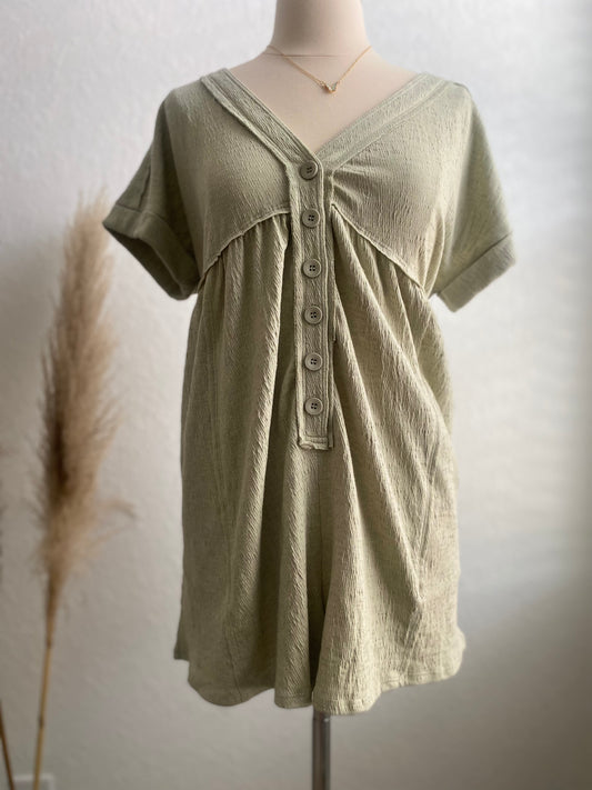 Sage Button Up Romper