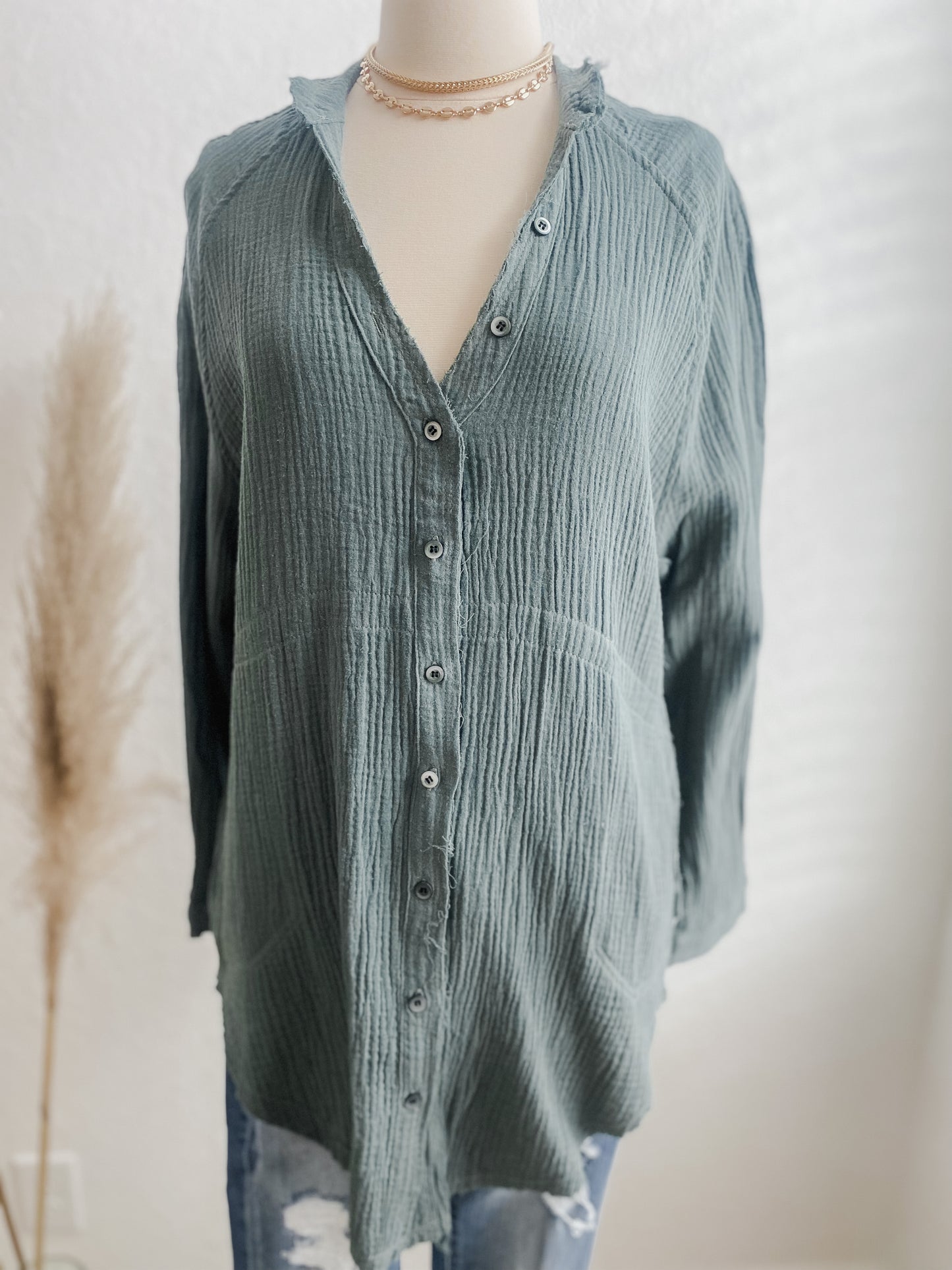 Hunter Green Cotton Gauze Tunic