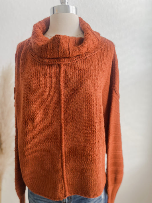 Rust Bubble Sleeve Turtleneck